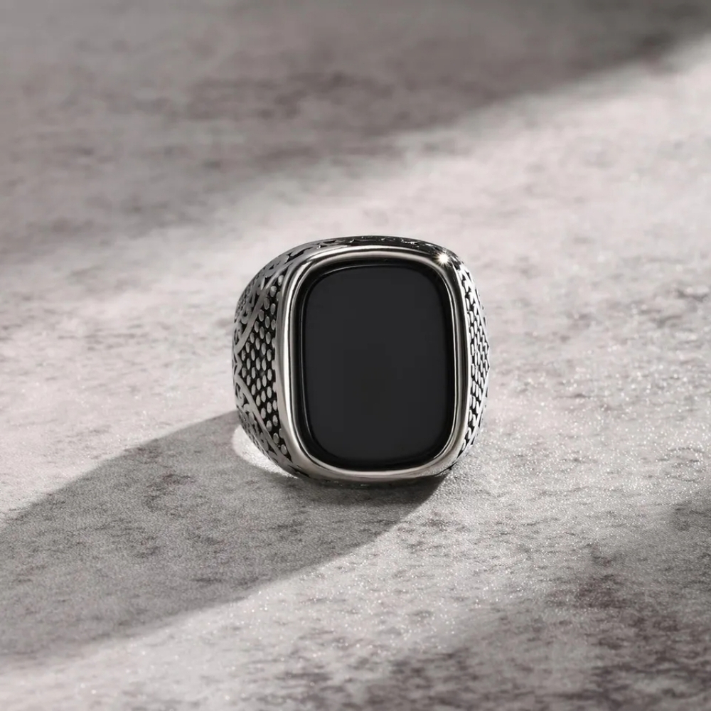 NEW Men's Stainless Steel Black Onyx Ring Size 10 and 11